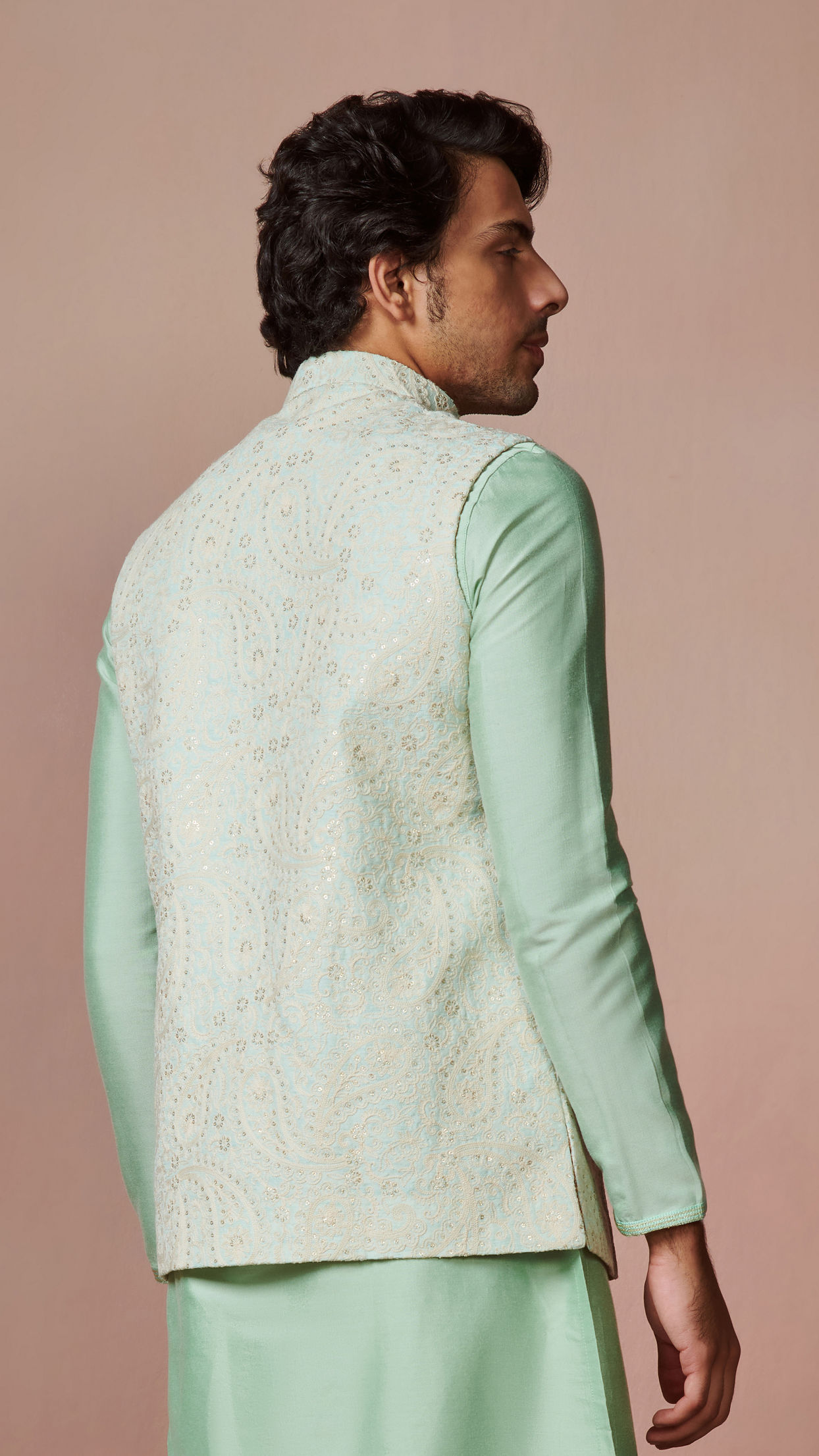 Jacket for Male Buy Mint Green Paisley Jacket Online Manyavar