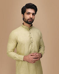 Manyavar Men Light Green Solid Kurta Set