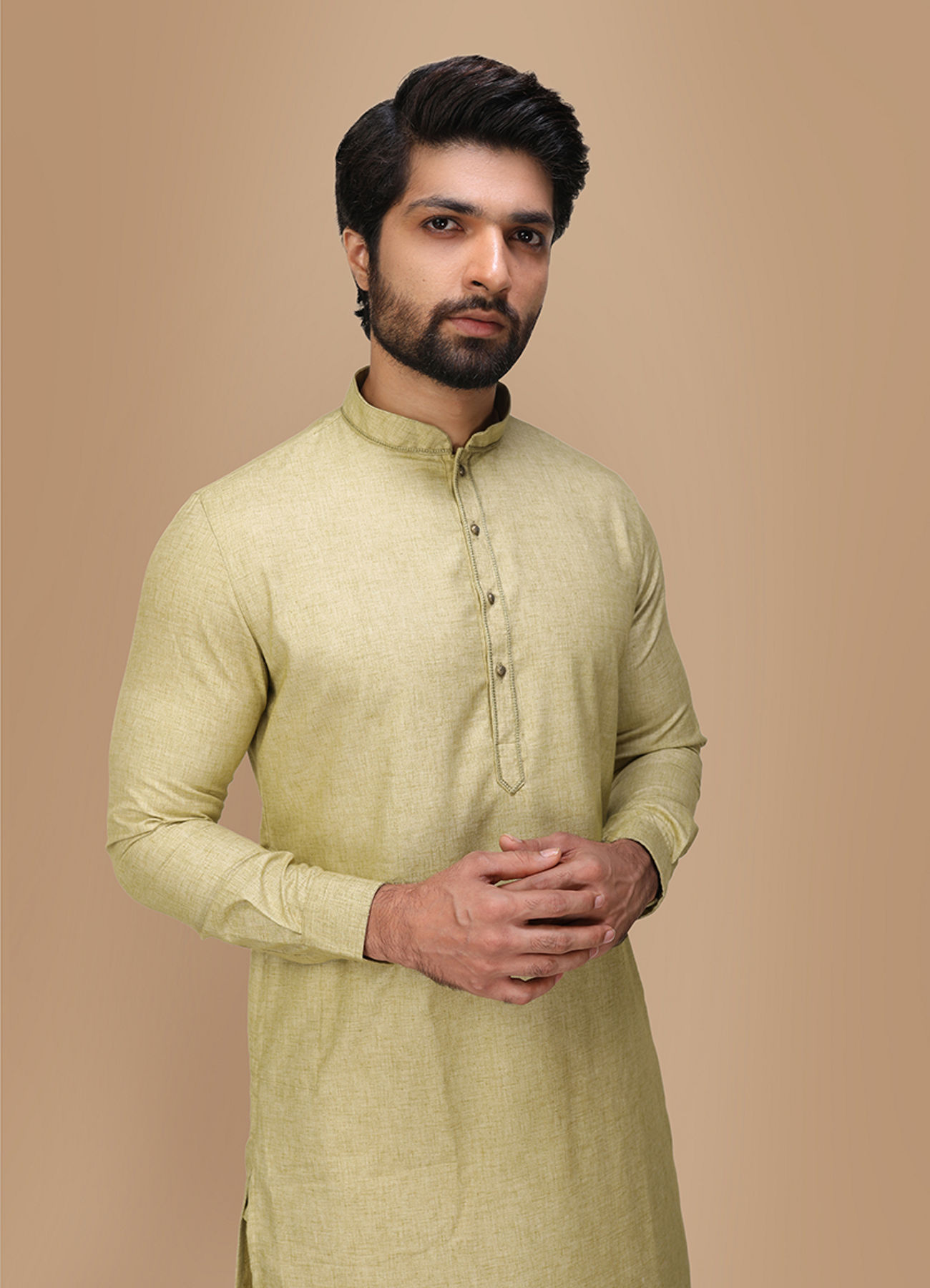 Manyavar Men Light Green Solid Kurta Set