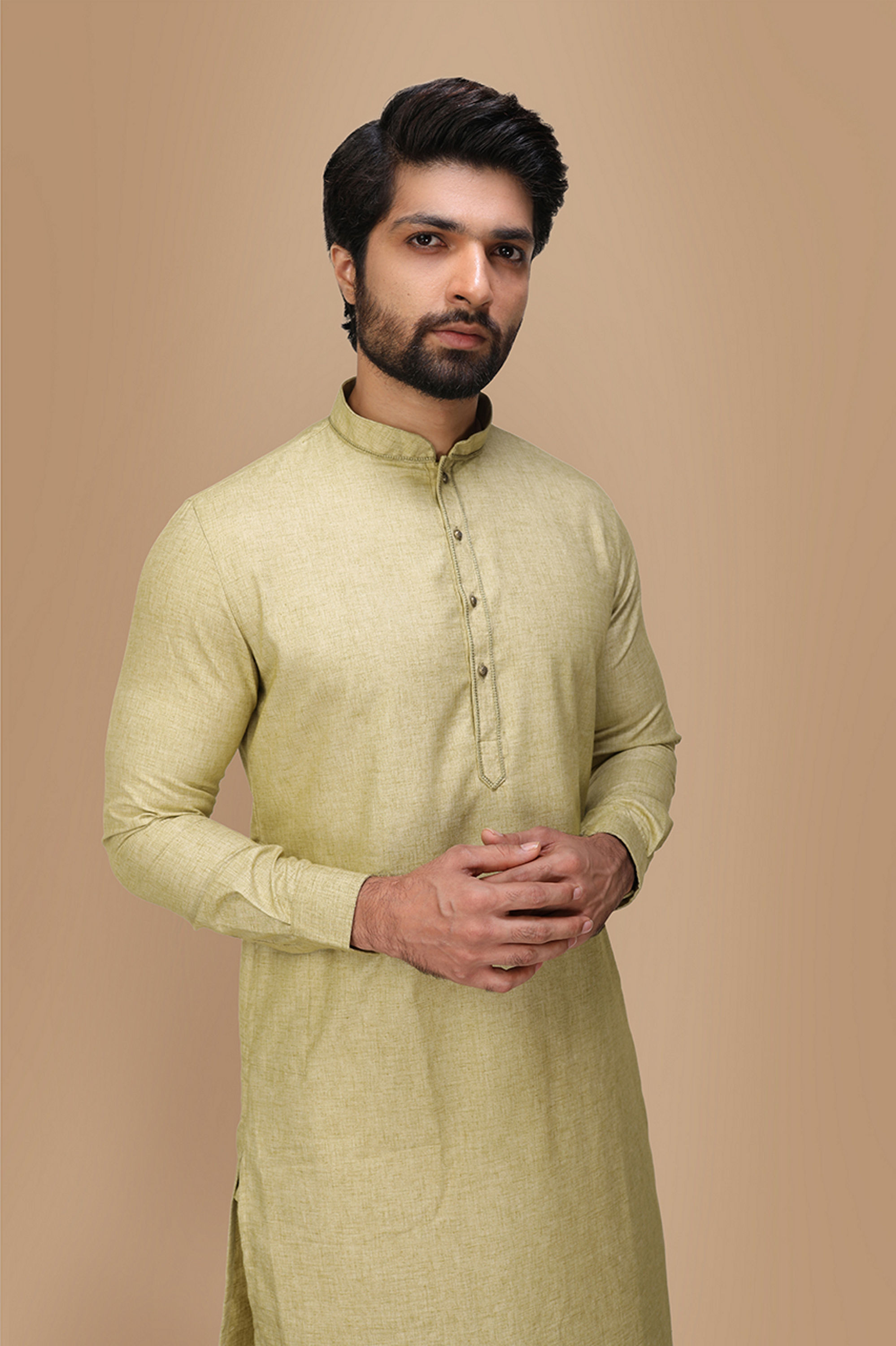 Manyavar Men Light Green Solid Kurta Set