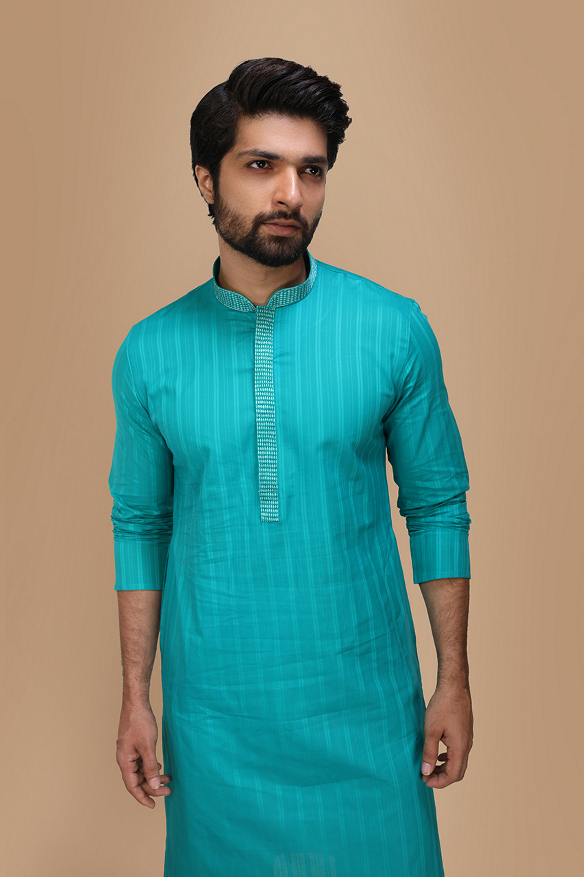 Manyavar Men Refreshing Green Kurta Pajama Set