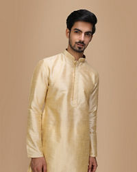 Manyavar Men Beige Plain Kurta Set