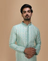 Manyavar Men Sky Blue Jacquard Kurta Set