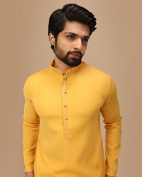 Manyavar Men Yolk Yellow Georgette Kurta Set