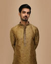 Manyavar Men Light Taupe Brown Jacquard Kurta Set image number 0