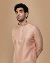Manyavar Men Faded Pink Self Design Kurta Pajama