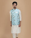 alt message - Manyavar Men Achkan Style Kurta Jacket Set image number 1