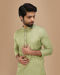 Manyavar Men Casual Lime Green Kurta Set
