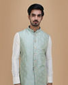 Manyavar Men Subtle Blue Kurta Jacket Set image number 0