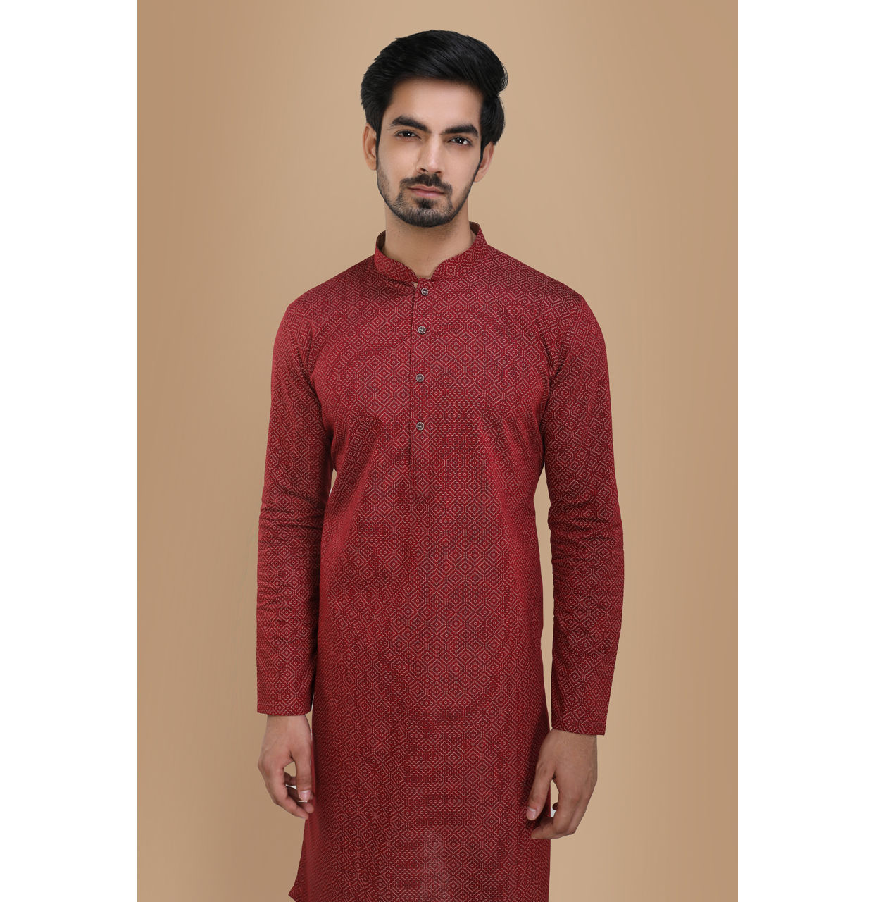 Manyavar Men Maroon Printed Kurta
