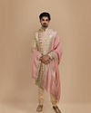 Manyavar Men Aesthetic Fawn Patterned Sherwani Set