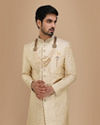 Manyavar Men Biscuit Color Indian Sherwani