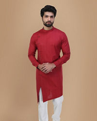 Manyavar Men Achkan Style Maroon Kurta