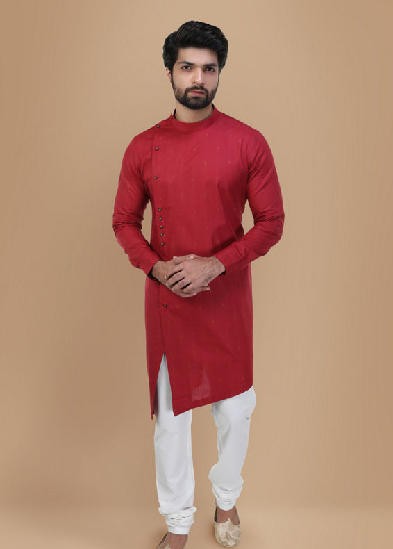 Manyavar Men Achkan Style Maroon Kurta