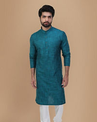 Manyavar Men Jade Green Self Design Kurta