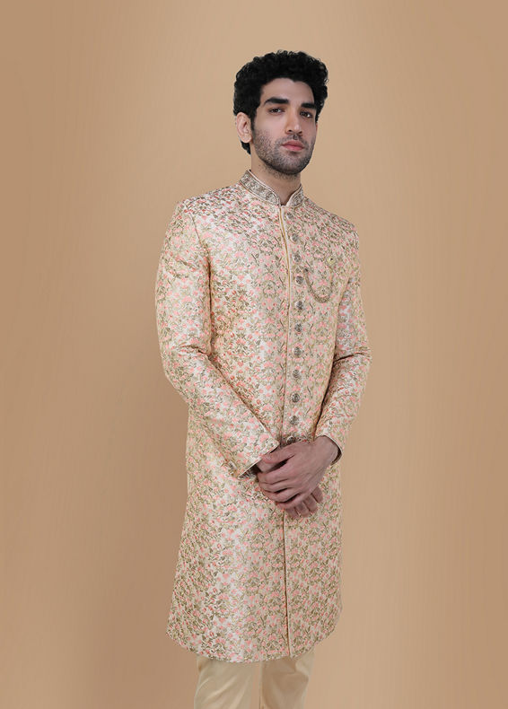 Manyavar Men Marvelous Rani Pink Wedding Sherwani