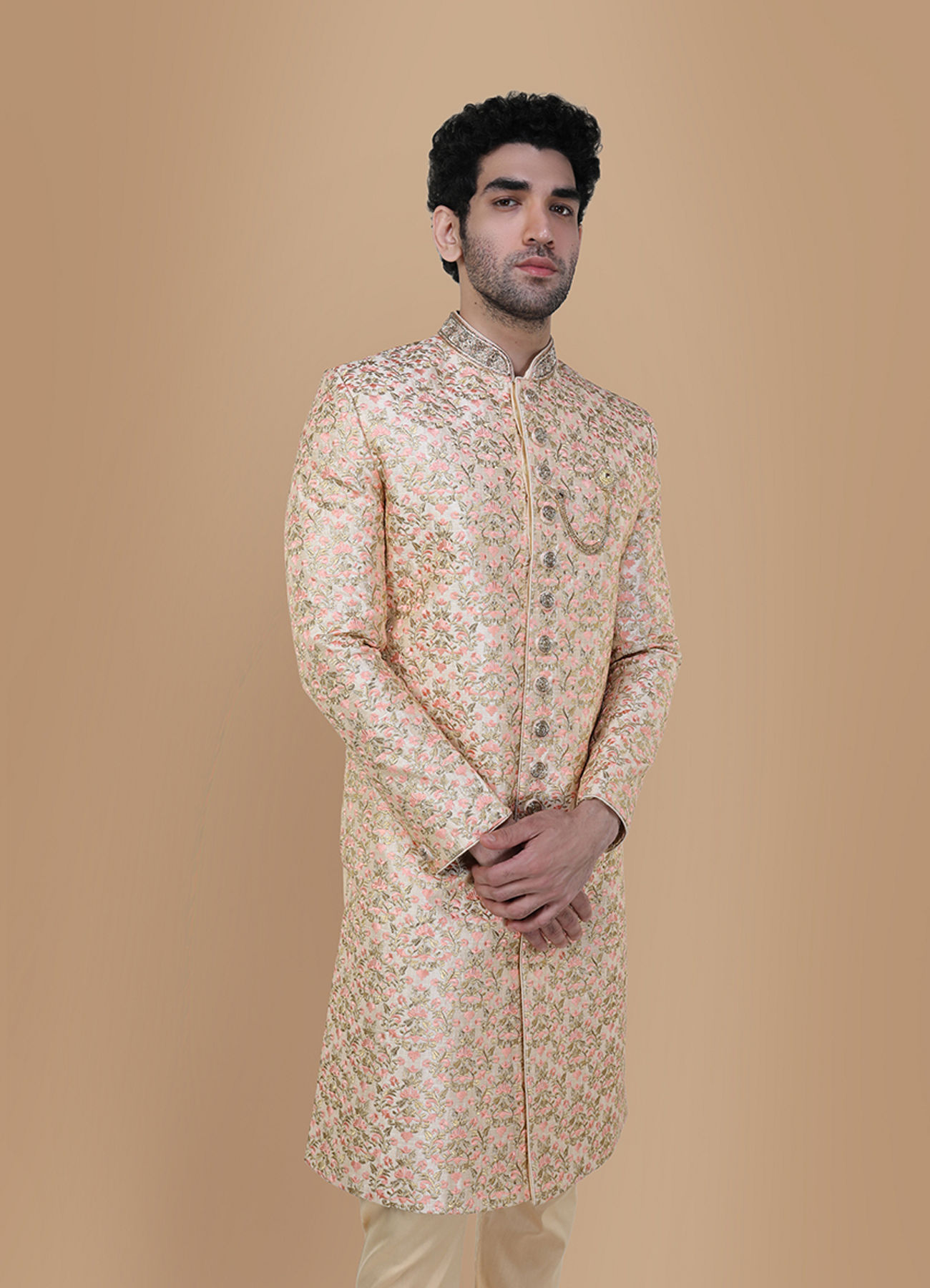 Manyavar Men Marvelous Rani Pink Wedding Sherwani
