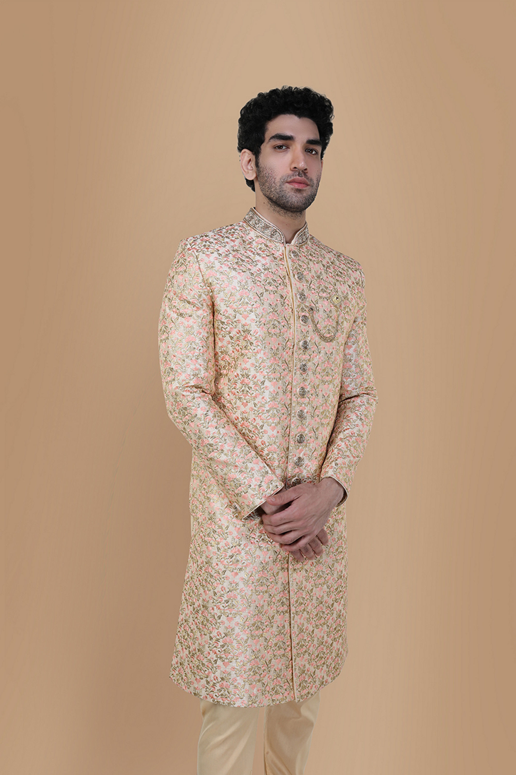 Manyavar Men Marvelous Rani Pink Wedding Sherwani