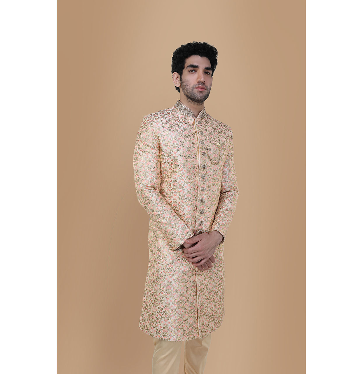 Manyavar Men Marvelous Rani Pink Wedding Sherwani