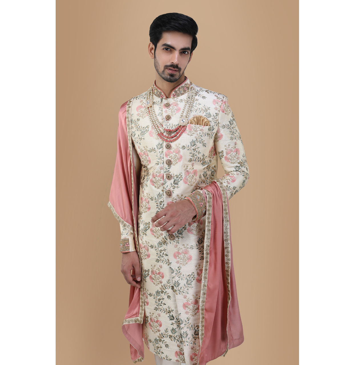 Manyavar Men Floral Designer Sherwani For Groom