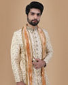 alt message - Manyavar Men Suave Beige Sherwani Set image number 0