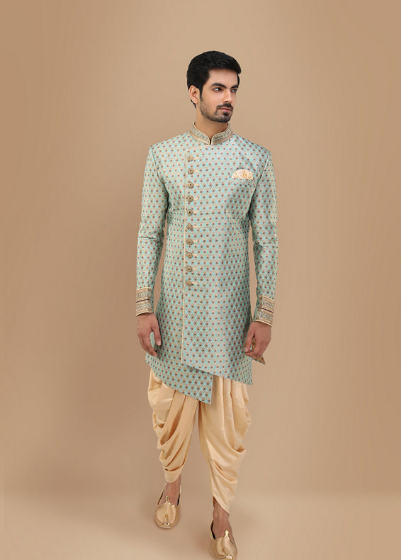 Manyavar Men Precious Green Indo Western Set