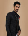 Manyavar Men Dark Blue Layered Angrakha Indo Western image number 0