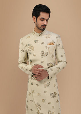 alt message - Manyavar Men Aristocratic Pista Indo Western Set image number 0