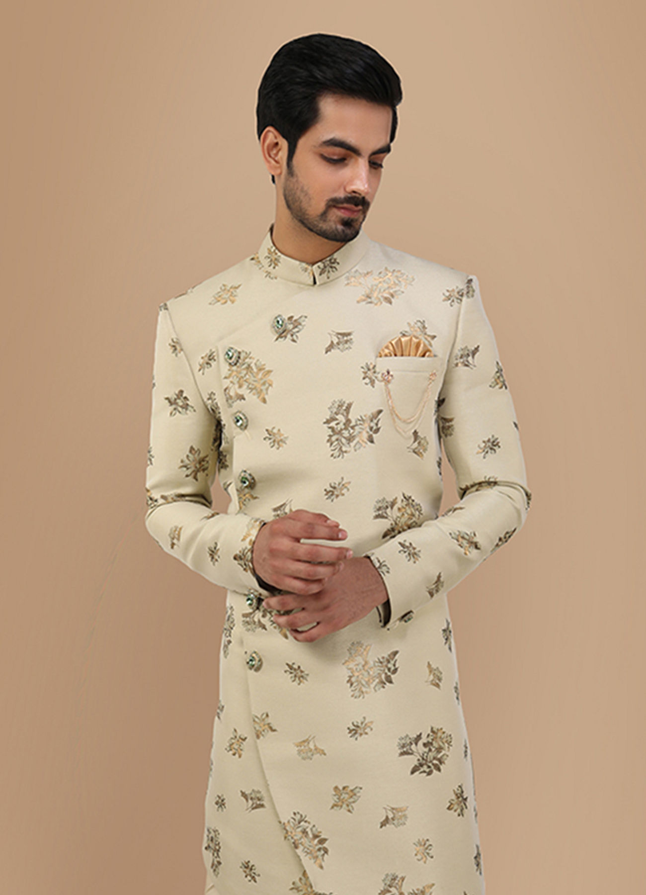 Manyavar Men Aristocratic Pista Indo Western Set