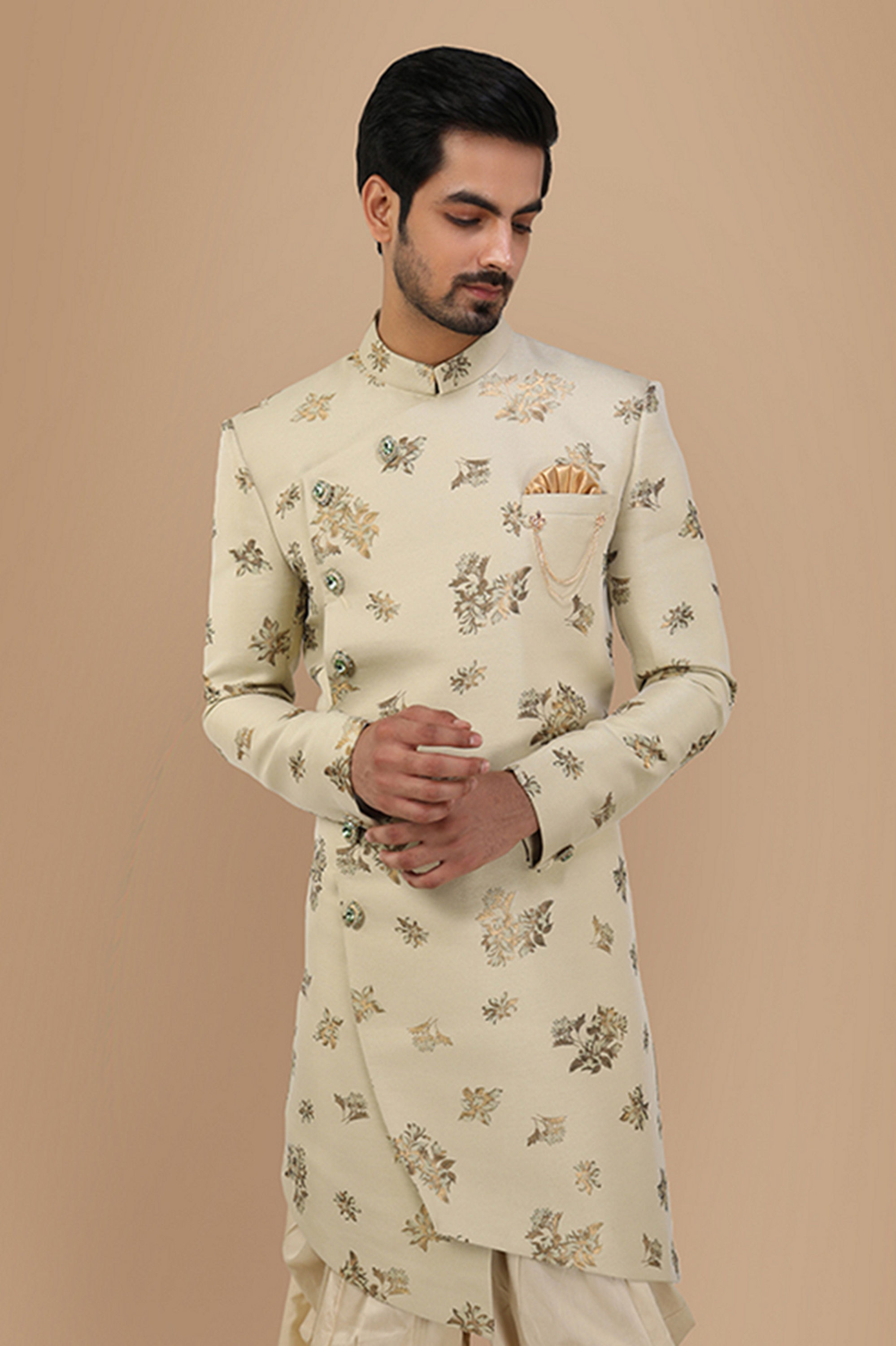 Manyavar Men Aristocratic Pista Indo Western Set