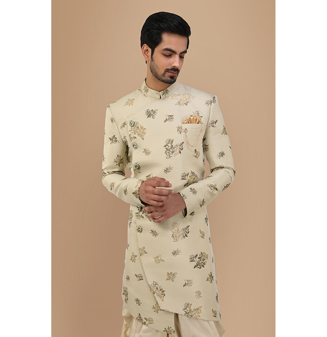 Manyavar Men Aristocratic Pista Indo Western Set image number 0