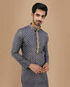 Manyavar Men Royal Blue Boota Work Kurta Set