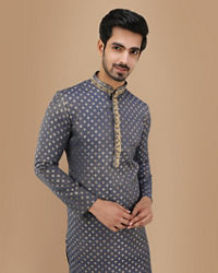 Manyavar Men Royal Blue Boota Work Kurta Set