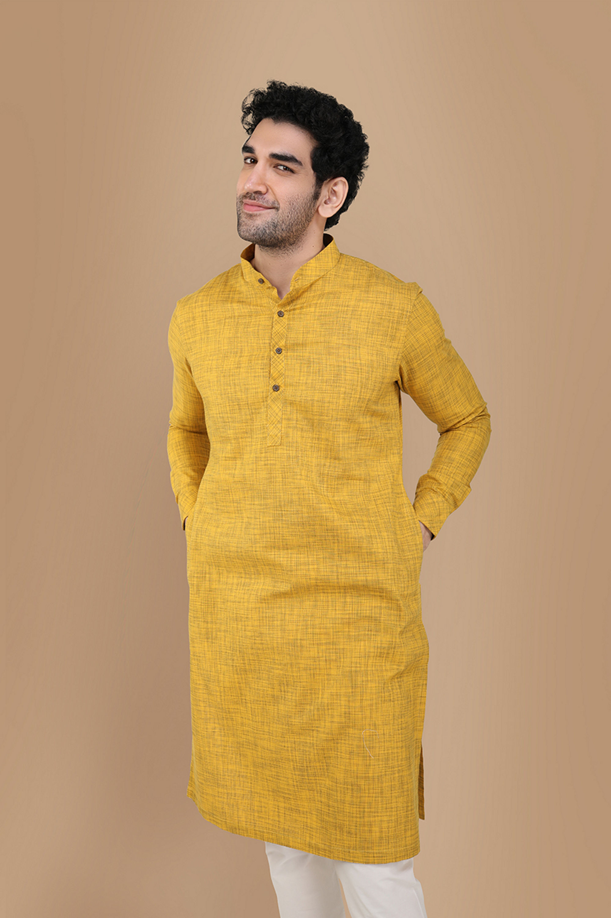 Manyavar Men Stylish Orange Kurta