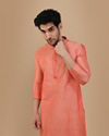 alt message - Manyavar Men Rust Pink Self Design Kurta Set image number 0