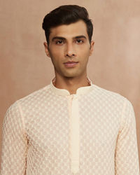 Manyavar Men Pink Chikankari Kurta Set