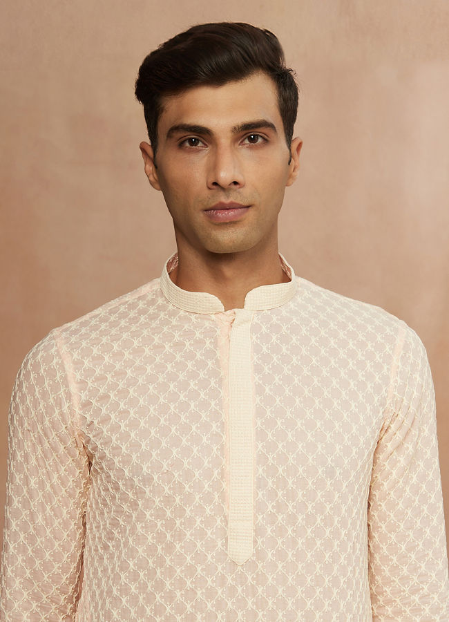 Buy Pink Chikankari Kurta Set Online in India @Manyavar - Kurta Pajama ...