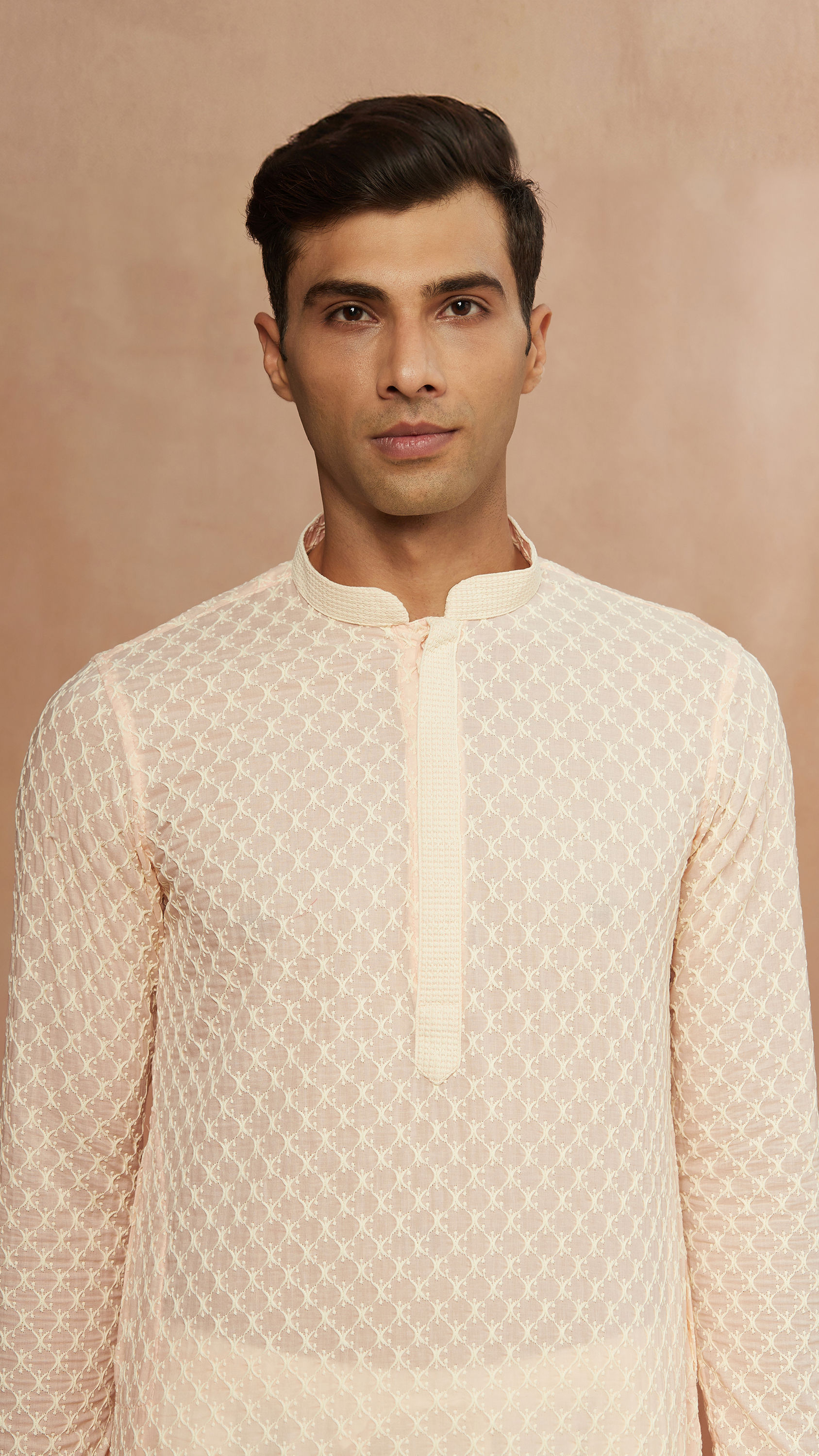 Manyavar Men Pink Chikankari Kurta Set