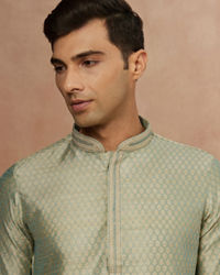 Manyavar Men Fern Green Jacquard Kurta Pajama