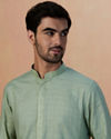 Manyavar Men Sage Green Self Checquered Kurta Pajama image number 0