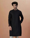 Manyavar Men Black Side Open Plain Kurta