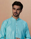 alt message - Manyavar Men Sea Green Embroidered Kurta Set image number 0