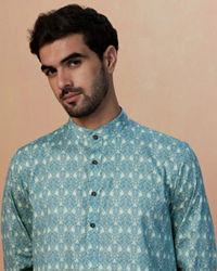Manyavar Men Light Blue Printed Kurta