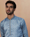 Manyavar Men Sky Blue Printed Kurta Set
