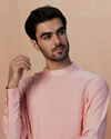 Manyavar Men Pink Solid Side Open Kurta Pajama
