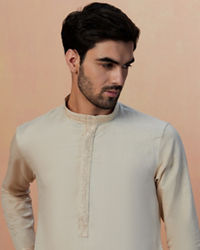 Manyavar Men Off White Solid Kurta Pajama