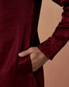 alt message - Manyavar Men Maroon Self Booti Kurta Pajama image number 2