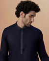 alt message - Manyavar Men Dark Naby Blue Plain Kurta Pajama image number 0