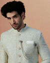 alt message - Manyavar Men Sage Green Paisley Sherwani image number 0