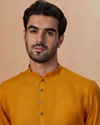 alt message - Manyavar Men Mustard Yellow Plain Short Kurta image number 0